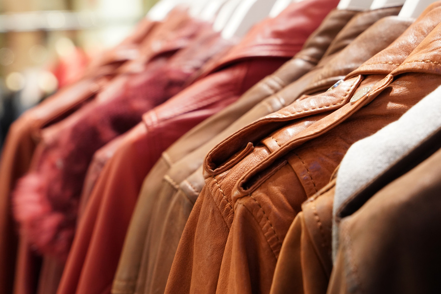 leather jackets on display for sale